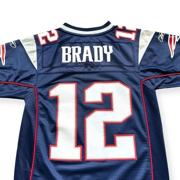 🔃New England Patriots #12 Tom Brady Blue NFL Short Sleeve Jersey - Picture 4 of 12